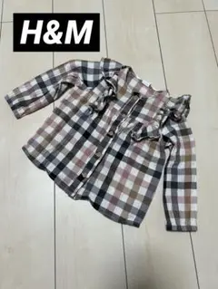 H&M チェックシャツ　フリル　コットン