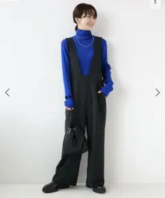 TRストレッチダブルボタンサロペット ブラック 38