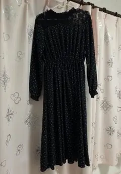 Honeys ドット柄ワンピース ブラック