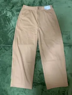 ベージュ ワイドパンツ コットン混紡