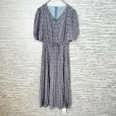 新品・未使用　タンスダンス 花柄ワンピース M ブルー系　タグ付き