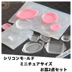 #M011シリコンモールド　お皿　2点セット　ミニチュア食器　立体型　レンジ