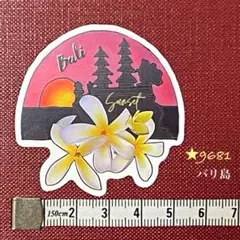 ★9681【新品】ステッカー バリ島 BALI バリ 花 プルメリア 寺院