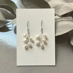 No.4　小枝アクセサリー　大人向け　上品　結婚式　プレゼント　パール