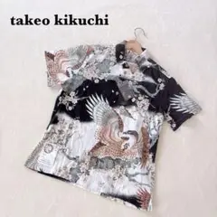 未使用品 タグ付き 定価11550円タケオキクチ 半袖シャツ 鳥 桜 綿100%