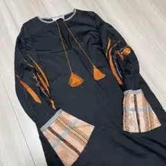 mamekurogouchi 19aw 刺繍 ワンピース オレンジ 1 マメクロ