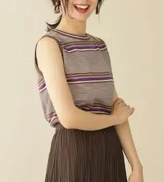 ☆新品☆ナノユニバース マルチボーダー ノースリーブ カットソー size38