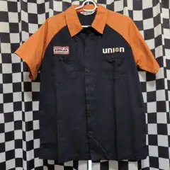 UNION 76 半袖ワークシャツ Mサイズ バイカラー ボーリングシャツ