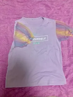 ラベンダー Tシャツ カラフルチュールスリーブ