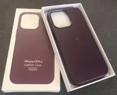 新品未開封の純正iPhone13Pro Leather Case ダークチェリー