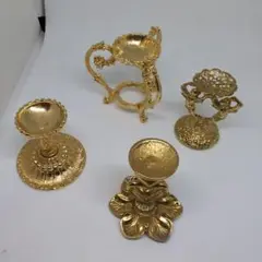 エッグアート　金色の装飾用スタンド 4点セット