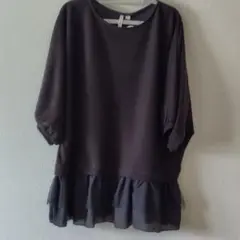 ブラック 黒 ガーリー ふんわり チュニック ゆったり 大きいサイズ 体型カバー