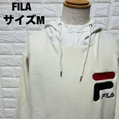 FILA パーカー サイズM クリーム色 刺繍ロゴ 美品 ゆったり秋冬【117】