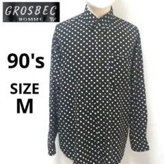 【美品】90s GROSBEC HOMME ポリエステル ドット 柄 シャツ