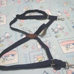 ネイビー ナイロン サスペンダー レザー付き