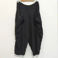 萌 MOYURU 黒 ズアーブパンツ 大きなサイドポケット付き レーヨン