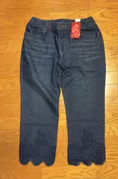 ＆Love心弾む華やか裾ハートレースデニムパンツ 3L