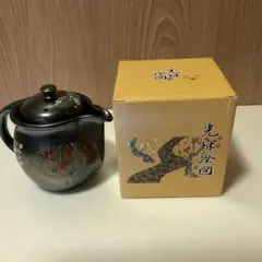 光琳紅白梅絵図:陶器製 花柄急須 ステンレスフィルター付き