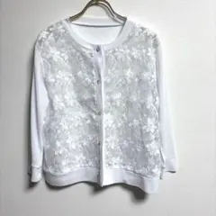 ✨良品✨ ムル【M】カーディガン レース柄 ホワイト ガーリー フェミニン