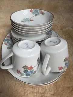 フカガワカラフルな葉模様の食器セット