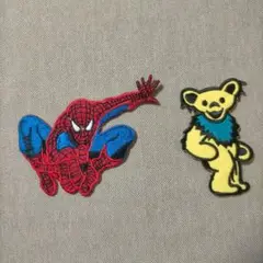 スパイダーマンとグレイトフルデットベアのアップリケ（アイロン接着）ワッペン