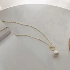 マンテル ネックレス S925 ゴールドチェーン 淡水パール ゴールド シンプル