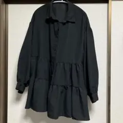 グレイル　ブラック ティアードデザイン シャツ