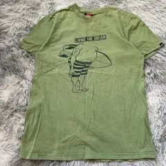 【Quiksilver】 グリーン Tシャツ S-M相当 ユニセックス イラスト