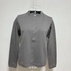 ●royal モックネックカーディガン（S）グレー　ボタン　羽織