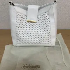 銀座ヨシノヤ　フレスカ　FRESCA 白　バック　革製　日本製