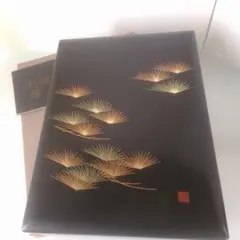 未使用品 会津塗 黒輝シリーズ 黒葉書入れ