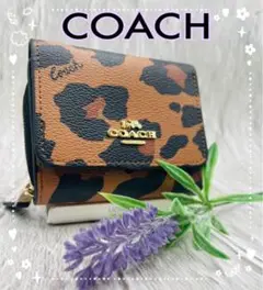 【新品未使用】COACH 三つ折り財布 レオパード ヒョウ柄