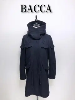 821 BACCA バッカ カシミヤ紺 ロングコート 38 紺ネイビー フード