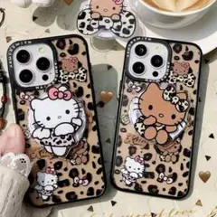 限定お値下げ！ハローキティ スマホスタンド　日焼けキティ　ヒョウ柄キティ