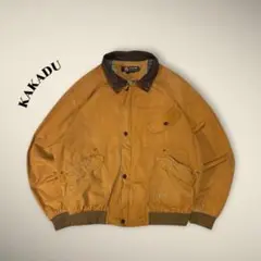 KAKADUハリントンジャケットダック地襟レザーチェックライナーブラウンXL