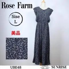 ★美品★ Rose Farm グレー 花柄 オールインワン 半袖 Lサイズ