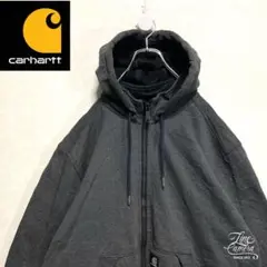 超人気❗️カーハート ワンポイントロゴパーカー XL 90s刺繍古着希少レアジップ