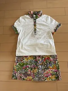 DAKS Mサイズ　カラフル花柄ポロシャツ＆スカートセット
