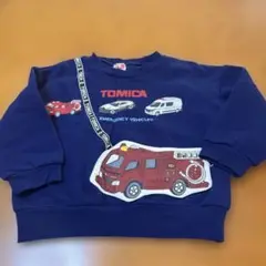 難あり　裏起毛　TOMICA 緊急車両トレーナー サイズ100 ネイビー