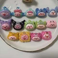 ルピー ポロロ サンリオ ディズニー デコパーツ 14個セット スティッチ ボブ