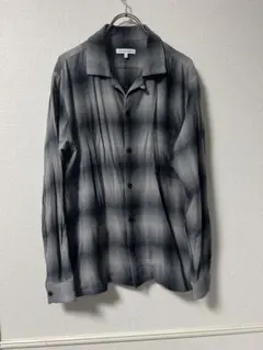 GLOBAL WORK オンブレチェックシャツ オープンカラー シャドー