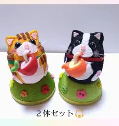ちりめん細工(水分補給アニマルズシリーズ) 【ハチワレ＆チャトラ】