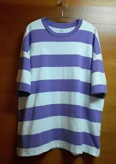 GAP ギャップ tシャツ オーバーサイズ ユニセックス パープル×ホワイト