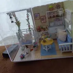 ハンドメイド ミニチュアハウス 屋外デッキ付き