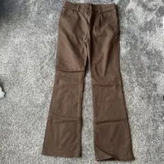 ブラウン フレアデニムパンツ
