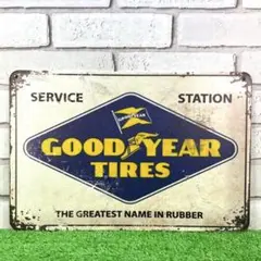 143番】グッドイヤー Goodyear Tire ガレージ レトロ ブリキ看板