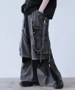 lill 3wayルーズシルエットハイギミックサスペンダーデニムカーゴ