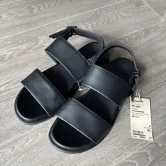 新品無印良品、黒 レザー サンダル XL