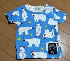 ホッキョクグマ Tシャツ 青 100cm