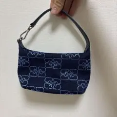 GANNI ネイビー ビーズ装飾 ハンドバッグ